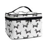 Black And White Dachshund Pattern Print Travel Makeup Bag