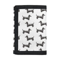 Black And White Dachshund Pattern Print Trifold Wallet