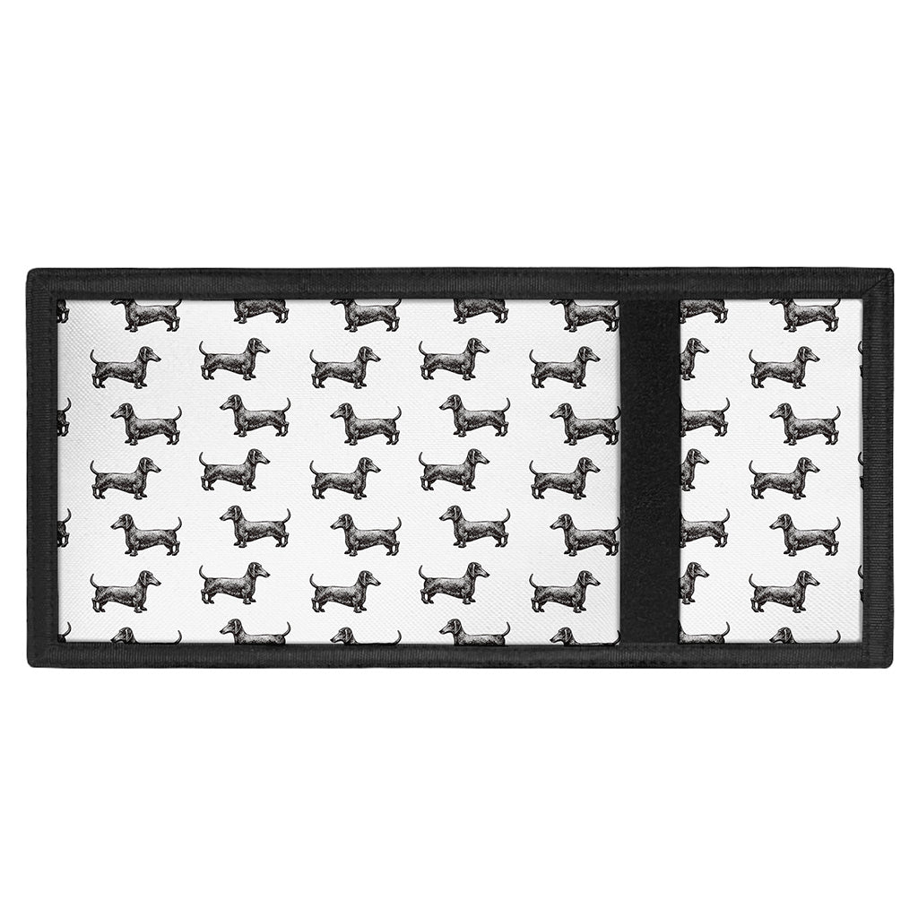 Black And White Dachshund Pattern Print Trifold Wallet