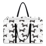Black And White Dachshund Pattern Print Utility Tote Bag
