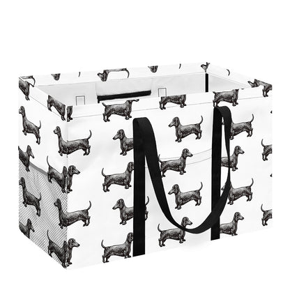 Black And White Dachshund Pattern Print Utility Tote Bag