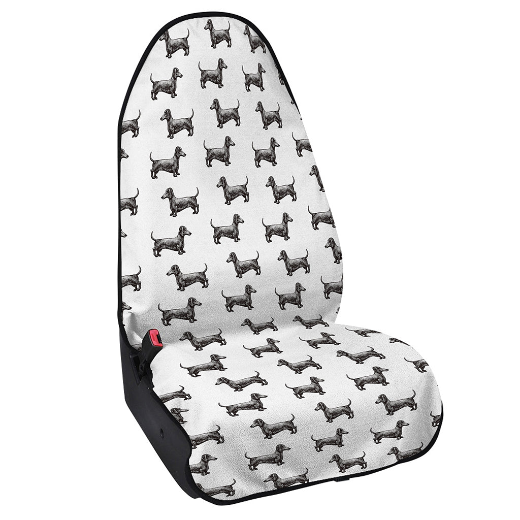 Black And White Dachshund Pattern Print Waterproof Car Seat Cover