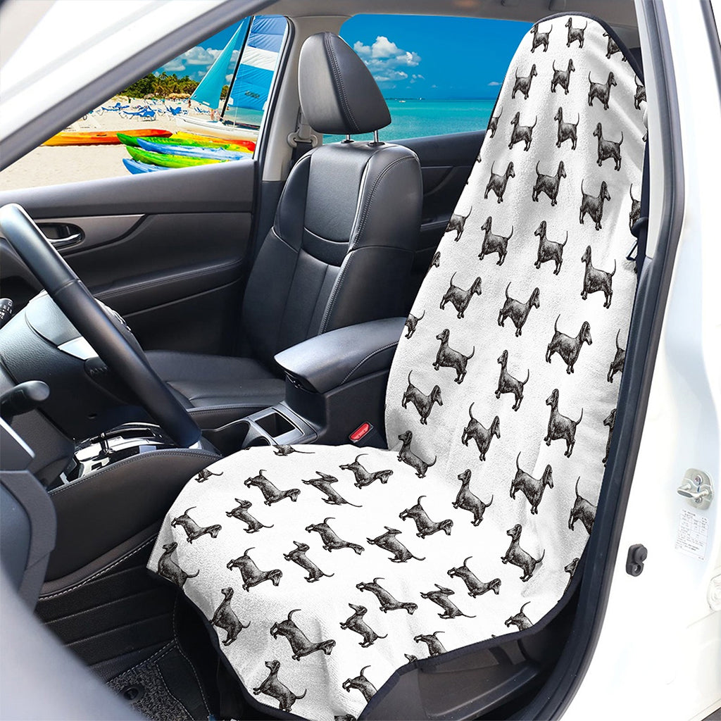Black And White Dachshund Pattern Print Waterproof Car Seat Cover
