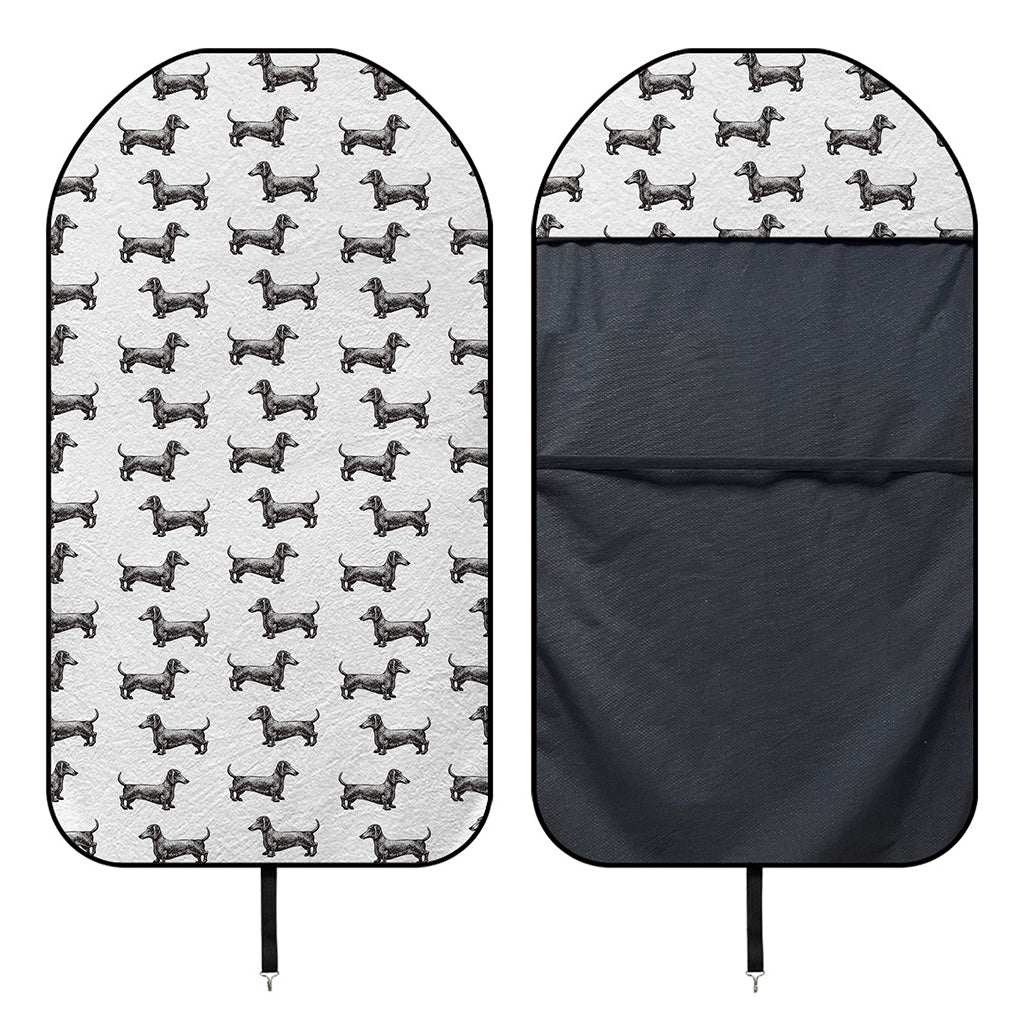 Black And White Dachshund Pattern Print Waterproof Car Seat Cover