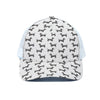 Black And White Dachshund Pattern Print White Mesh Trucker Cap