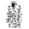 Black And White Dachshund Pattern Print Women's Bathrobe