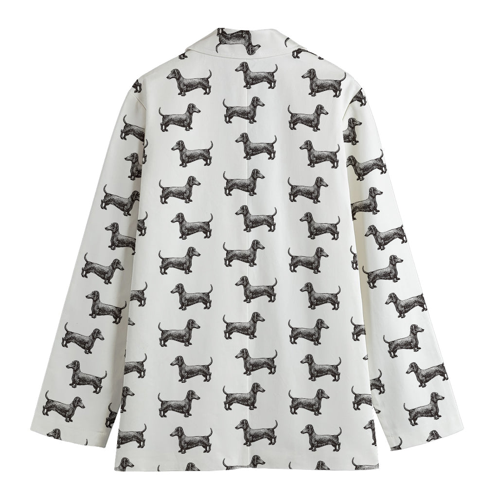 Black And White Dachshund Pattern Print Women's Blazer