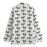 Black And White Dachshund Pattern Print Women's Cotton Blazer