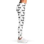 Black And White Dachshund Pattern Print Women's Leggings