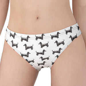 Black And White Dachshund Pattern Print Women's Panties