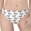 Black And White Dachshund Pattern Print Women's Thong