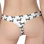 Black And White Dachshund Pattern Print Women's Thong