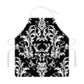 Black And White Damask Pattern Print Adjustable Apron