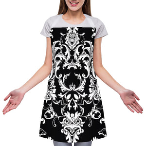 Black And White Damask Pattern Print Adjustable Apron