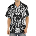 Black And White Damask Pattern Print Aloha Shirt
