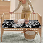 Black And White Damask Pattern Print Baby Crib Sheet