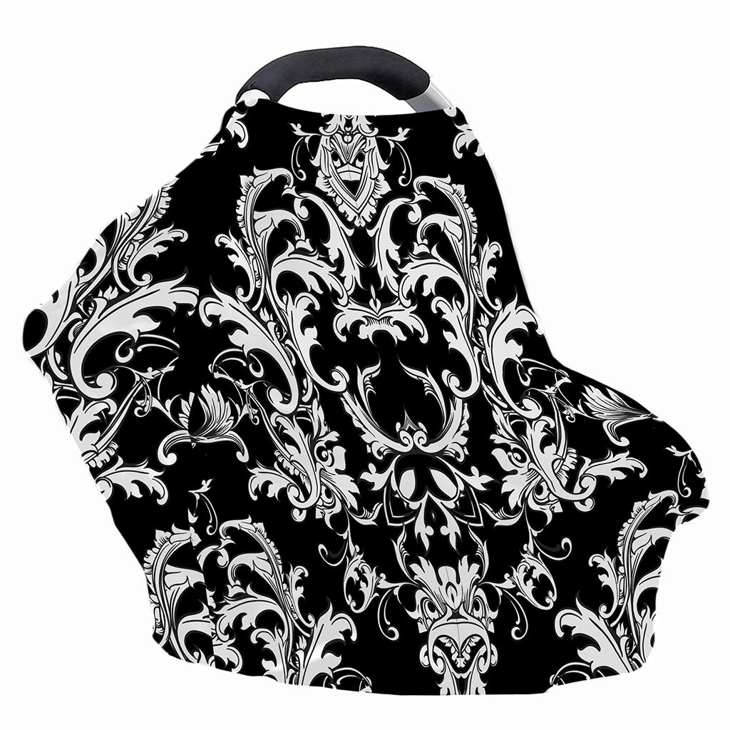 Black And White Damask Pattern Print Baby Seat Cover