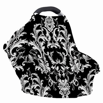 Black And White Damask Pattern Print Baby Seat Cover