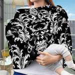 Black And White Damask Pattern Print Baby Seat Cover