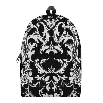 Black And White Damask Pattern Print Backpack