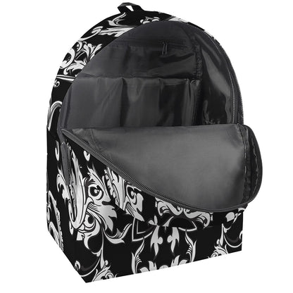 Black And White Damask Pattern Print Backpack