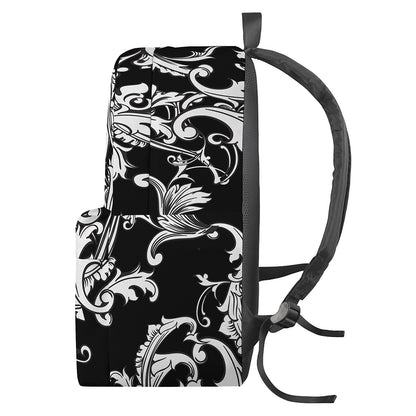 Black And White Damask Pattern Print Backpack