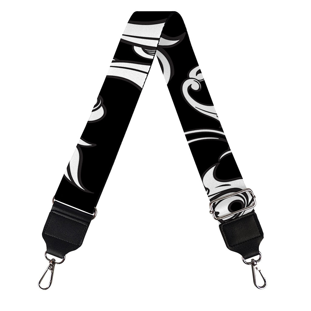 Black And White Damask Pattern Print Bag Strap