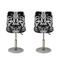 Black And White Damask Pattern Print Bar Stool Covers