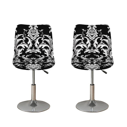 Black And White Damask Pattern Print Bar Stool Covers