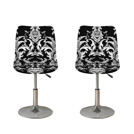 Black And White Damask Pattern Print Bar Stool Covers