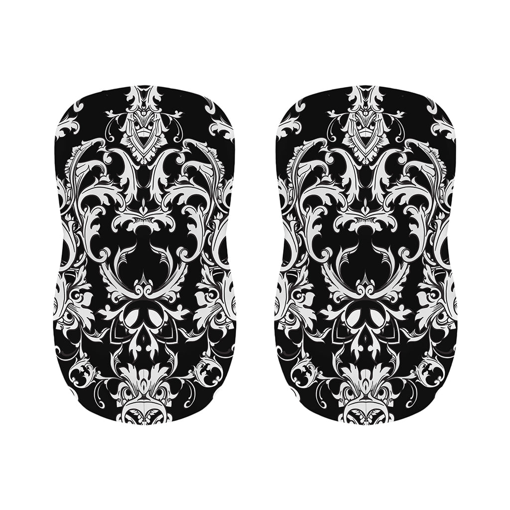 Black And White Damask Pattern Print Bar Stool Covers