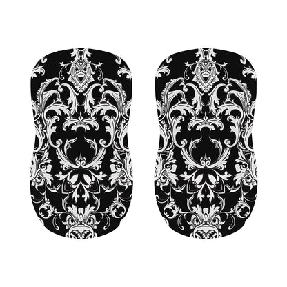 Black And White Damask Pattern Print Bar Stool Covers
