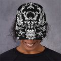 Black And White Damask Pattern Print Baseball Cap