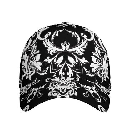 Black And White Damask Pattern Print Baseball Cap