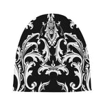 Black And White Damask Pattern Print Beanie