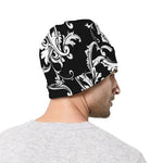 Black And White Damask Pattern Print Beanie