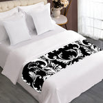 Black And White Damask Pattern Print Bed Runner