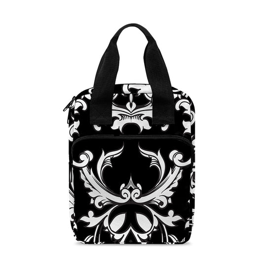 Black And White Damask Pattern Print Bible Tote Bag