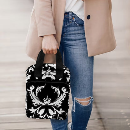 Black And White Damask Pattern Print Bible Tote Bag