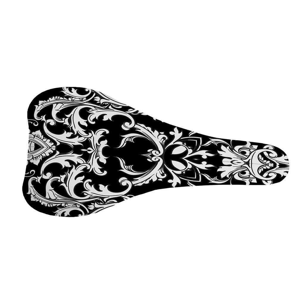 Black And White Damask Pattern Print Bicycle Seat Cover