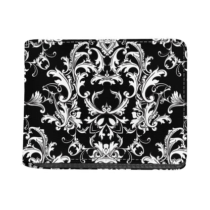 Black And White Damask Pattern Print Bifold Wallet