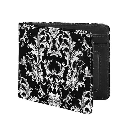 Black And White Damask Pattern Print Bifold Wallet