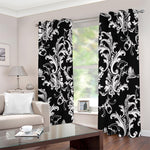 Black And White Damask Pattern Print Blackout Grommet Curtains