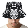 Black And White Damask Pattern Print Bucket Hat