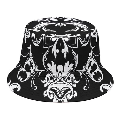 Black And White Damask Pattern Print Bucket Hat
