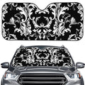 Black And White Damask Pattern Print Car Windshield Sun Shade