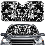 Black And White Damask Pattern Print Car Windshield Sun Shade