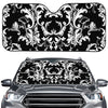 Black And White Damask Pattern Print Car Windshield Sun Shade