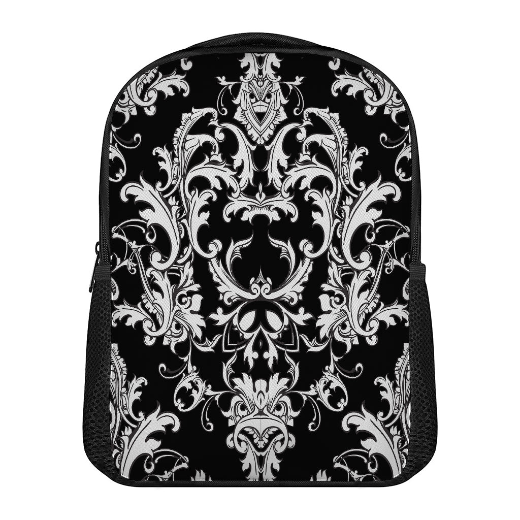 Black And White Damask Pattern Print Casual Backpack