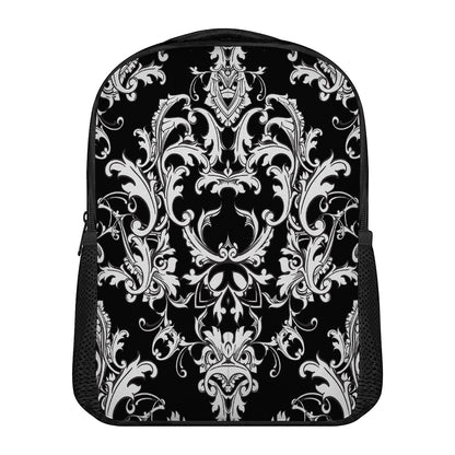 Black And White Damask Pattern Print Casual Backpack